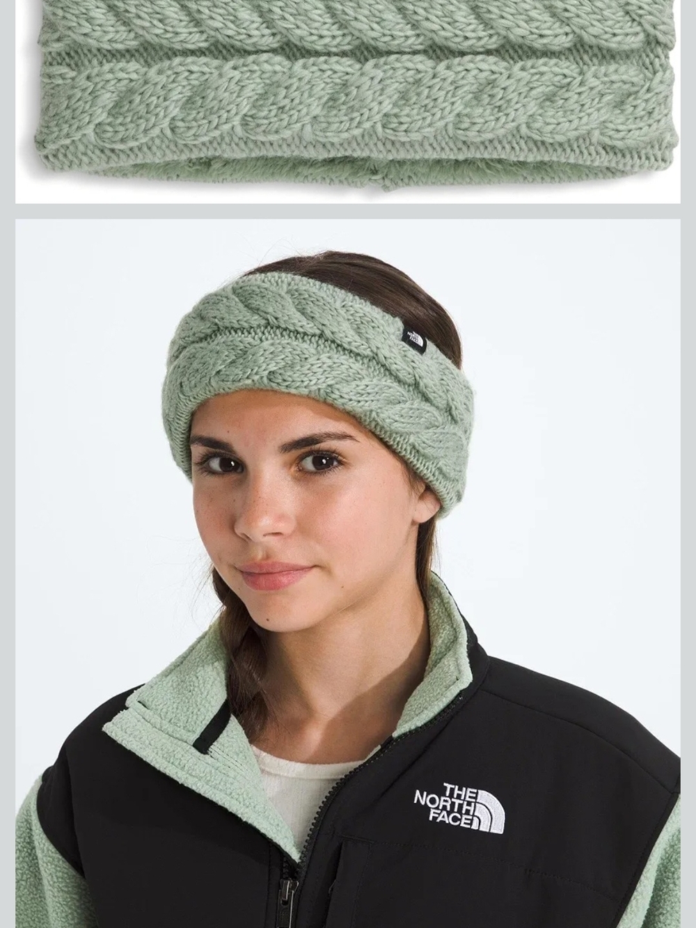 The North Face Kid's Cable Knit Headband in Slate Moss